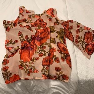 Floral sheer velvet top